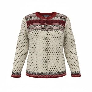 Lands' End Nordic Fair Isle Wool Vintage 80s Cardigan Sweater Medium